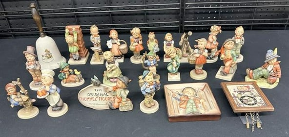 (24) HUMMELS lot to include a wall placque, clock, and figurines, very nice overall estate