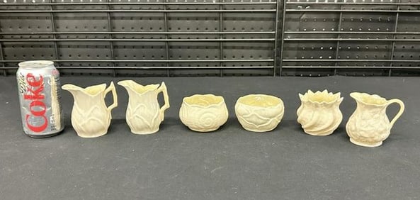 (6) pcs. BELLEEK porcelain, all in nice estate condition. Tallest one measures 3.5" high to show