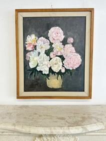 Mid Century John Ruggles o/b floral still life, from Woodstock, New York estate collection. He