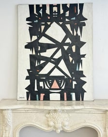 Miron Sokole (1901 - 1985) abstract o/c from Woodstock, N.Y. estate collection, signed lower left