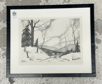 Clarence W (Bolt) Bolton (1893 - 1962) signed print titled ( SNOWBOUND ), Ed. Of 25, Artist pencil