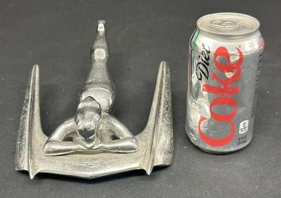 1950's NASH Flying Lady hood ornament, nice condition with some pitting to finish, just as we found