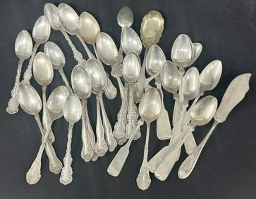 Misc. estate STERLING SILVER lot including some matching pieces, total weight is 23.82 troy