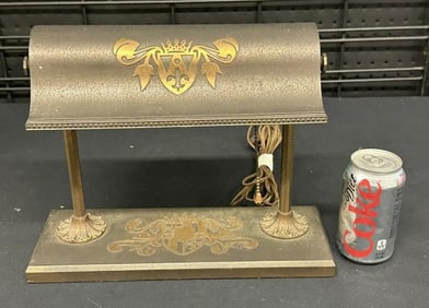 SILVERCREST circa 1930's bank desk lamp, nice overall estate condition, measures 13.5" wide x 11.5"