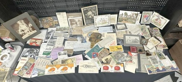 Estate lot misc. ephemera from Albany, N.Y. estate includes, lithos, die cuts, souvenir booklets,