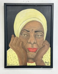Ronnye Jai Shapiro (1943-2022) o/c portrait of Black Woman with hands on cheeks…...very good