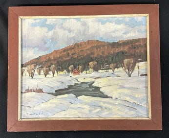 R D REDD o/b Winter Landscape, titled ( Late Afternoon ), painted in East Poultney, Vermont.
