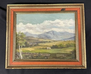 A. Lees o/b Spring landscape titled ( MOUNT HAYSTACK, FRANCONIA MOUNTAINS ), titled on back. From