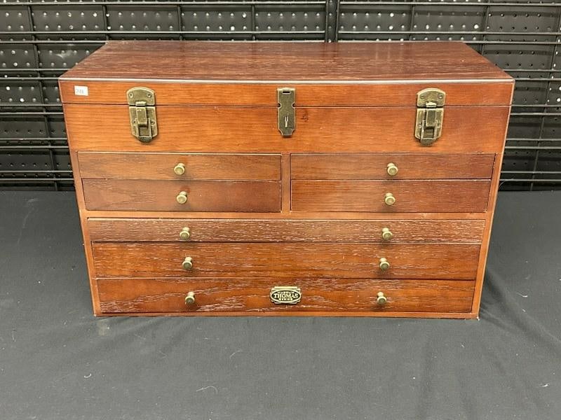 THOMAS Museum Series collectors oak multi drawer chest with green felt lined drawers, from local (1 of 2)