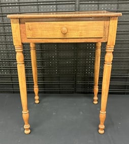 19th c one drawer country maple or cherry stand, older refinish, structurally sound, from Hudson