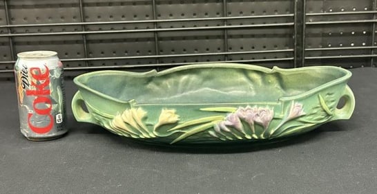 ROSEVILLE Freesia art pottery console bowl, measures 16" across, very nice estate condition. Just as