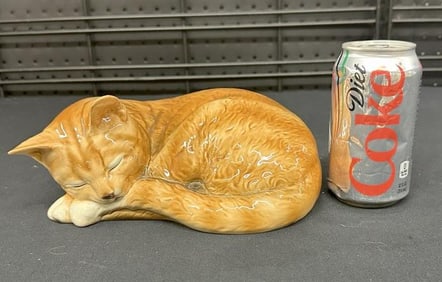 GOEBEL West Germany porcelain sleeping cat, fine estate condition, from estate cat collection in the