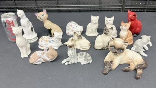 (15) quality porcelain CAT figurines from a local Hudson Valley estate collection. All in fine