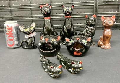 (9) circa 1950's CAT figures, all in nice overall condition, including (2) pitchers with heads