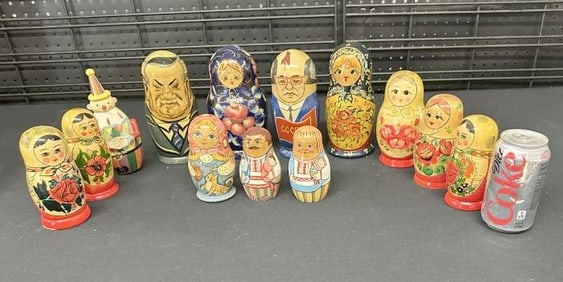 (13) People NESTING DOLLS in nice overall condition, from Hudson Valley estate, to show scale the