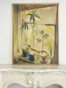 Impressionist o/b still life with plants in pots signed ( STANSKI ? ) dated 1960, from Woodstock,