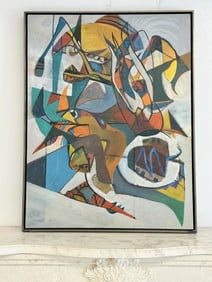 Mid Century abstract o/b, unsigned, from Woodstock, N.Y. estate, nice condition, in a later custome