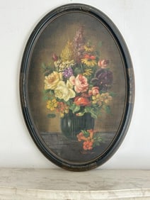 Circa 1930's o/b floral still life, signed illegibly, looks like ( Raul M. de Longone ? ), from