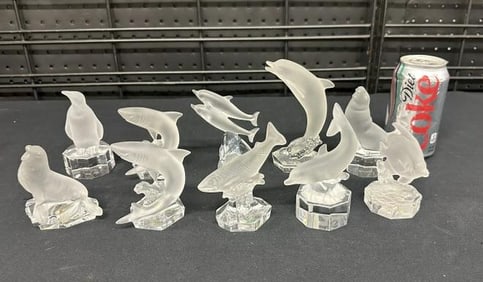 (10) GOEBEL fish and related glass figurines, nice overall estate condition, to show scale the