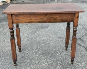 Pine 19th c work table with New York leg, older refinish, structurally sound, measures 33" wide x