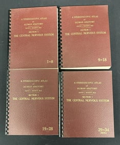 Lot of 4 books titled ;A Stereoscopic Atlas of Human Anatomy  Section 1 The Central NervousSystem.