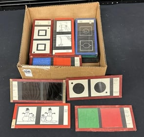 48 glass eye test views by Carl W. Lange, O.D., 1947, good lot for a dealer or collector to sort