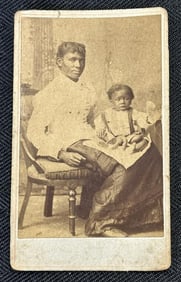 RARE Charles Eisenmann Freak Show cdv of Black Woman holding a baby with what looks like a pair of