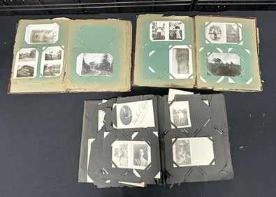 (3) estate fresh early POSTCARD albums ( albums are crumbling and falling apart, but cards are