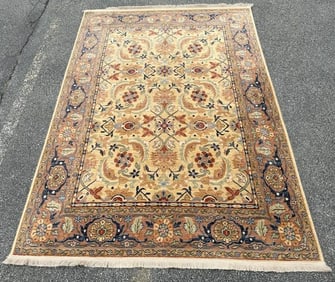 Karastan machine made wool oriental rug, nice estate condition, measures 94.5" x 67".