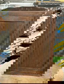 19th c walnut hanging corner cabinet with (2) drawers inside, from Hudson Valley estate,