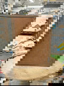 Older pine refinished hanging cabinet with shelves insidefrom Hudson Valley estate, measures 16"