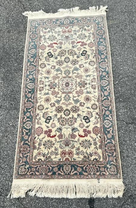 Small handmade wool oriental rug, nice estate condition, measures 48.5" x 24.5". From nice non (1 of 2)