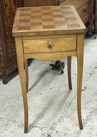 Circa 1920's stand with game table top, from Woodstock, N.Y. estate. Has wear to finish on top,