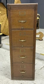 Circa 1910 oak (4) drawer file cabinet, with paneled finished sides, from nice local estate,