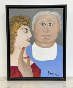 Ronnye Jai Shapiro (1943-2022) o/c portrait of older couple, painted in her early stages of
