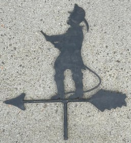 Wonderful cut steel weathervane or directional of a Fireman, from estate in Shandaken, N.Y. of