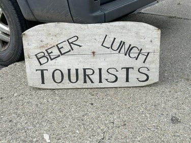 Nice circa 1940's Tourist House double sided sign with old white paint, handpainted, from Guest