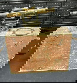 Early STARRETT brass transit in wood box, from local estate, just as we found it. The transit