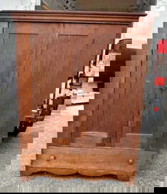 Circa 1900 oak (2) door armoire with drawer underneath, from Hudson Valley estate, good condition,