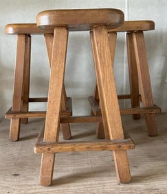 (3) quality made, structurally sound kitchen stools from Woodstock, N.Y. estate. They measure 23.75"