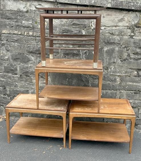 (4) Mid Century end tables ( 3) matching (LANE), and (1) not matching, from local estate, all with (1 of 2)