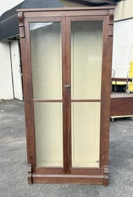 Nice walnut circa 1900 (2) door bookcase with (5) adjustable shelves, painted whitish inside, good