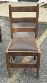 Gustav Stickley mission oak side chair, wear to finish, just as we found it in a local estate,