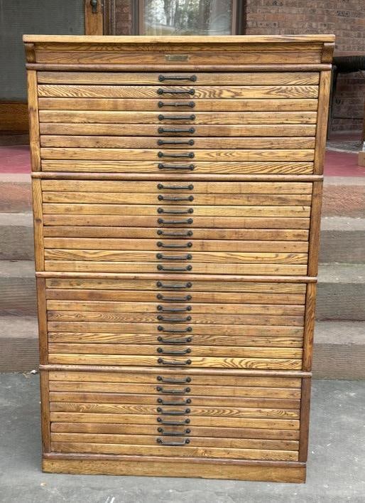 Wonderful stacking oak flat file with (31) drawers, from a fine home in Kingston, N.Y. ( they (1 of 6)