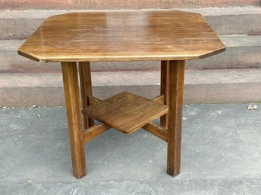 Mission Oak hexagonal top dining table, was used in a Kingston, N.Y. home in the seldom used dinette