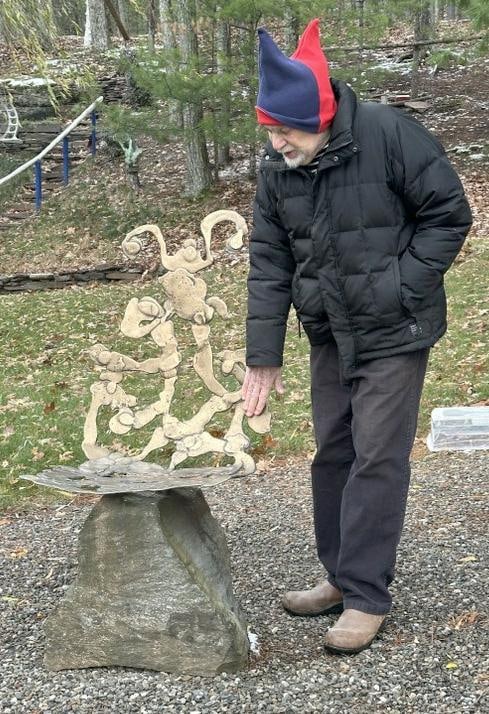 Alan Siegel (born 1938 ) bronze casted chair on stone base, directly from the Woodstock, N.Y. (1 of 4)