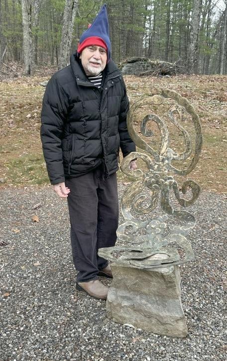 Alan Siegel (born 1938 ) bronze casted chair on stone base, directly from the Woodstock, N.Y. (1 of 4)