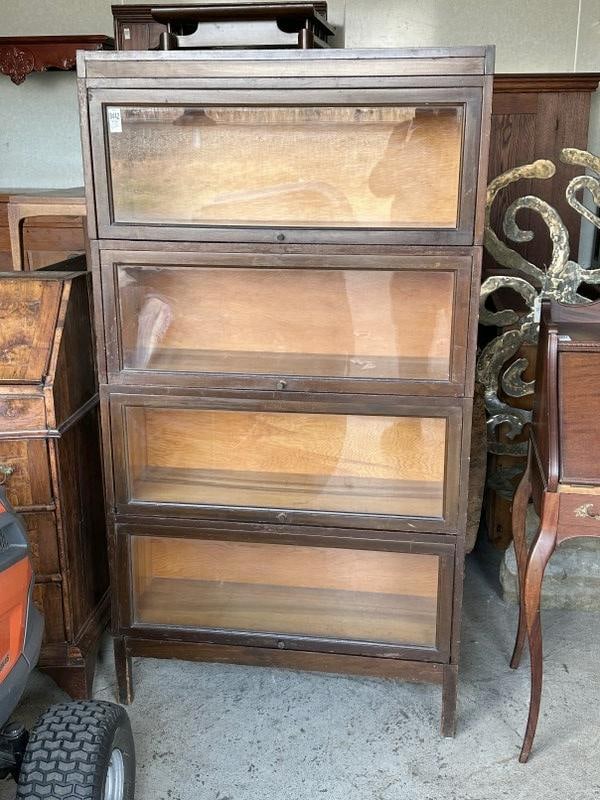 (4) stack mahogany Barrister Bookcase, structurally sound, some wear to finish, from home in (1 of 3)