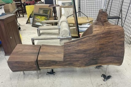 Alan Siegel ( born 1938 ) black walnut tree chaise with ottoman & light. ( with black walnut twigs