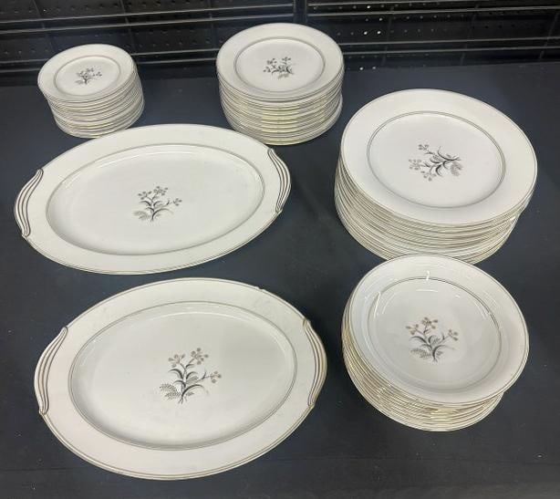 Lot of NORITAKE dishes ( WINTON Pattern ), includes (2) platters with (1) with rim chip, (12) small (1 of 4)
